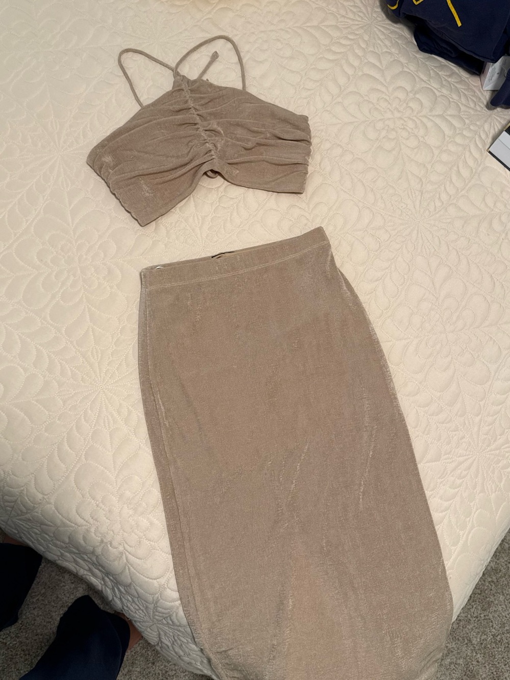 Taupe Knit Midi Skirt - Women